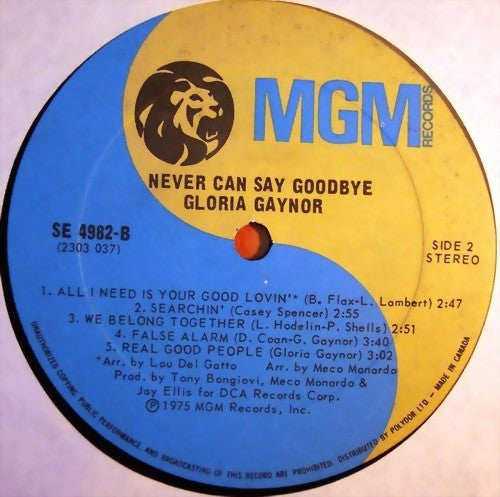 Gloria Gaynor : Never Can Say Goodbye (LP, Album)