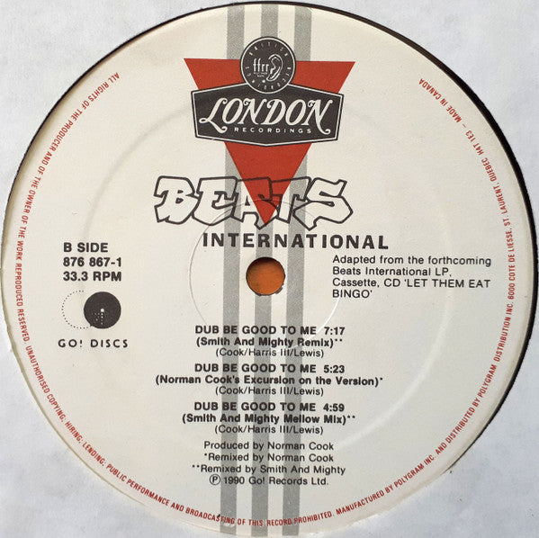 Beats International : Dub Be Good To Me (12")