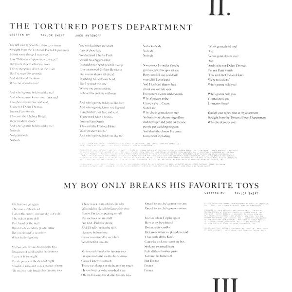 Taylor Swift : The Tortured Poets Department (2xLP, Album, Whi)