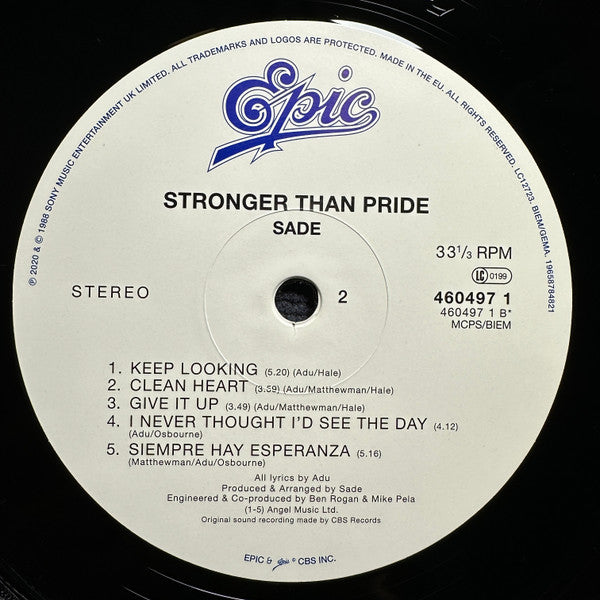 Sade : Stronger Than Pride (LP, Album, RE, RM, Hal)