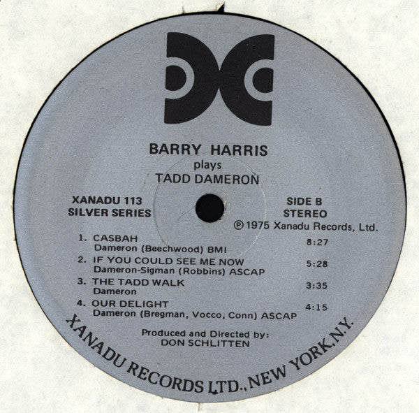 Barry Harris (2) : Barry Harris Plays Tadd Dameron (LP, Album)