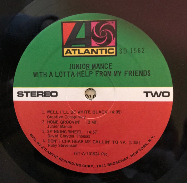 Junior Mance : With A Lotta Help From My Friends (LP, Album, PR)
