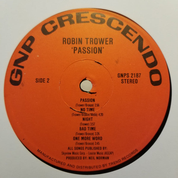 Robin Trower : Passion (LP, Album)