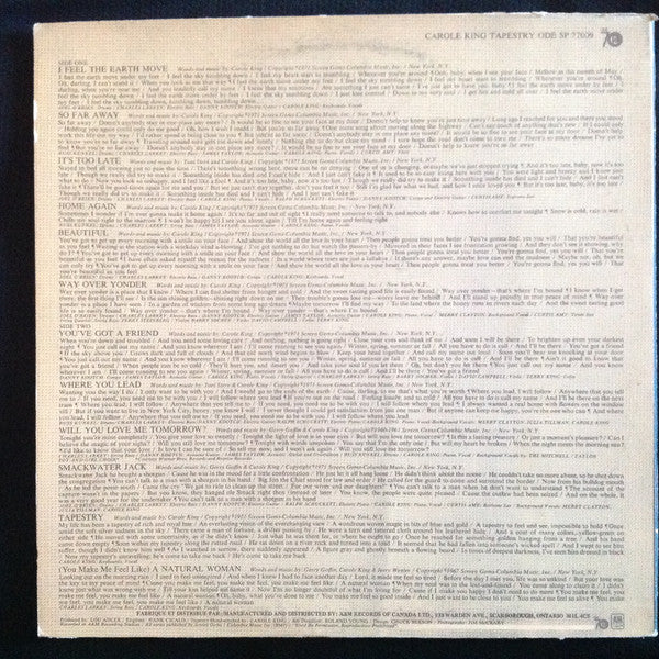 Carole King : Tapestry (LP, Album, RE, Gat)