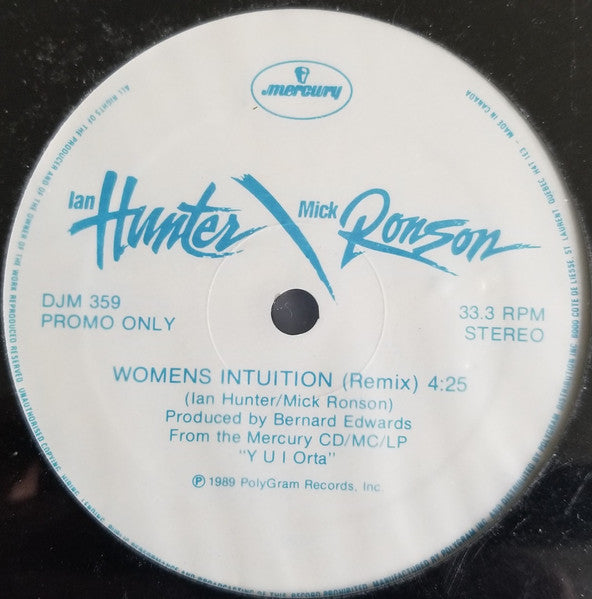 Ian Hunter / Mick Ronson : Women's Intuition (12", Single, Promo)