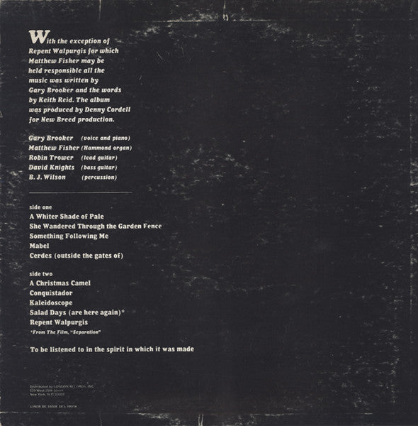Procol Harum : Procol Harum (LP, Album, RE, BW )