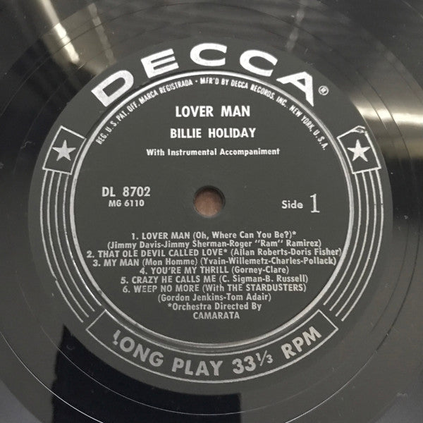 Billie Holiday : Lover Man (LP, Album, Styrene, Glo)
