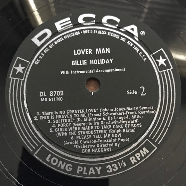 Billie Holiday : Lover Man (LP, Album, Styrene, Glo)