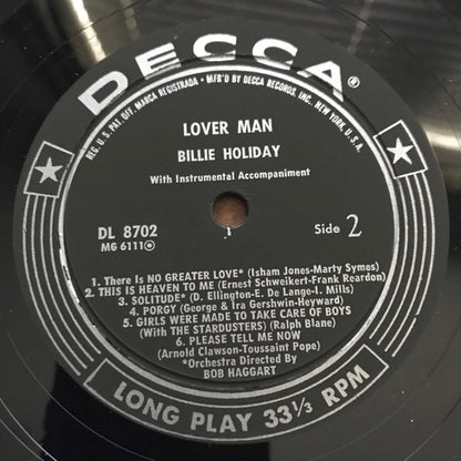 Billie Holiday : Lover Man (LP, Album, Styrene, Glo)