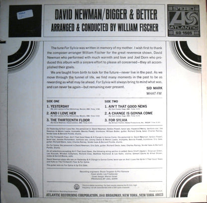 David Newman* : Bigger & Better (LP, Album, RP, PR )