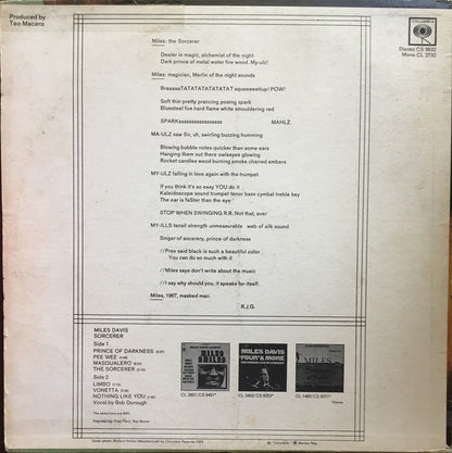 Miles Davis : Sorcerer (LP, Album, Mono)