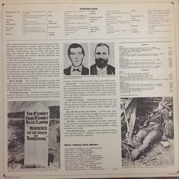 Johnny Cash : Johnny Cash Sings The Ballads Of The True West (2xLP, Album)