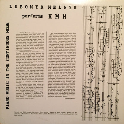 Lubomyr Melnyk : Lubomyr Melnyk Performs KMH (LP)