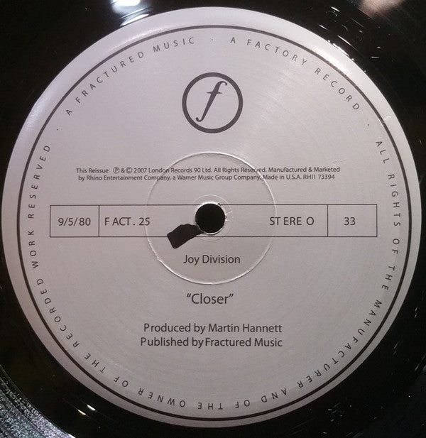 Joy Division : Closer (LP, Album, RE, RM, Sil)