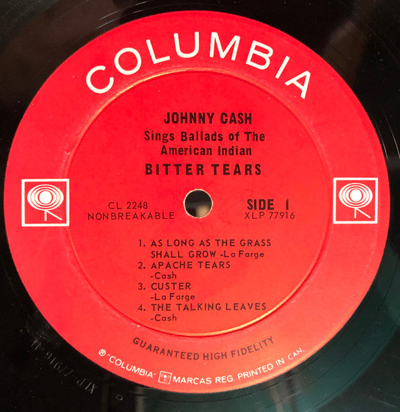 Johnny Cash : Bitter Tears (Ballads Of The American Indian) (LP, Album, Mono)