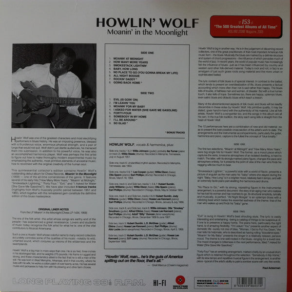 Howlin' Wolf : Moanin' In The Moonlight (LP, Album, Ltd, RE, 180)