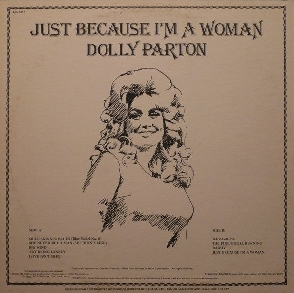 Dolly Parton : Just Because I'm A Woman (LP, Comp)