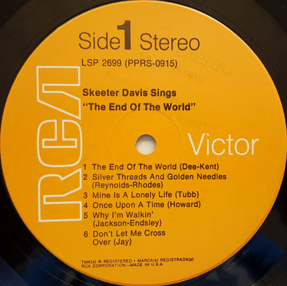 Skeeter Davis : Skeeter Davis Sings The End Of The World (LP, Album, RP, Ora)