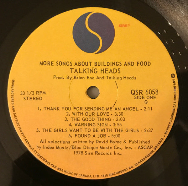 Talking Heads : More Songs About Buildings And Food (LP, Album, Qua)