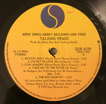 Talking Heads : More Songs About Buildings And Food (LP, Album, Qua)