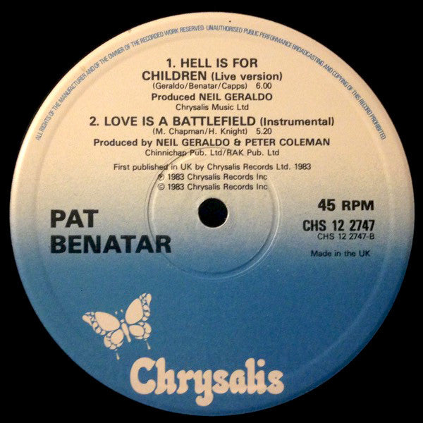 Pat Benatar : Love Is A Battlefield (Extended Version) (12", Single)