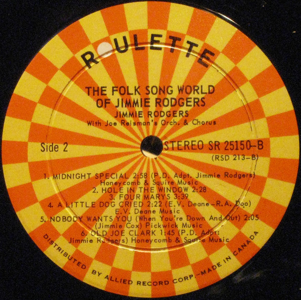 Jimmie Rodgers (2) : The Folk Song World Of Jimmie Rodgers (LP)