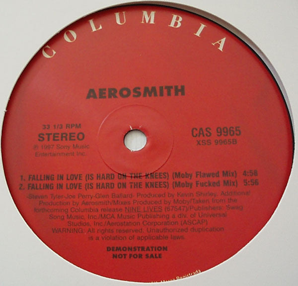 Aerosmith : Falling In Love (Is Hard On The Knees) Butcher & Moby Remixes (12", Promo)