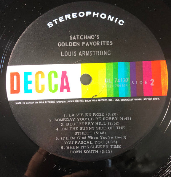 Louis Armstrong : Satchmo's Golden Favorites (LP, Album, RE)