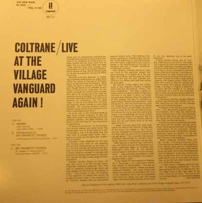 John Coltrane : Live At The Village Vanguard Again! (LP, Album, Ltd, RE)