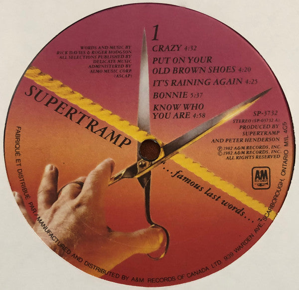 Supertramp : "...Famous Last Words..." (LP, Album)