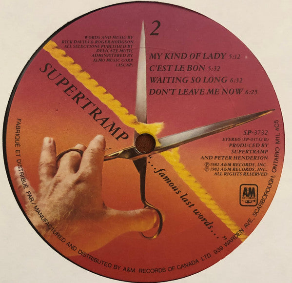 Supertramp : "...Famous Last Words..." (LP, Album)