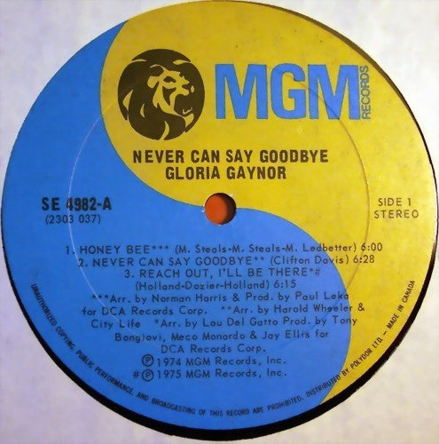 Gloria Gaynor : Never Can Say Goodbye (LP, Album)