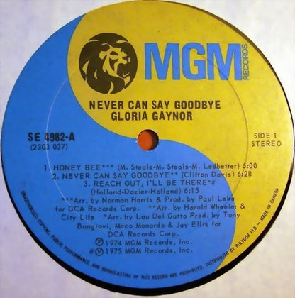 Gloria Gaynor : Never Can Say Goodbye (LP, Album)