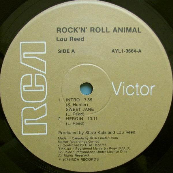 Lou Reed : Rock 'N' Roll Animal (LP, Album, RE)