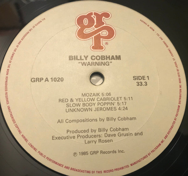 Billy Cobham : Warning (LP, Album)