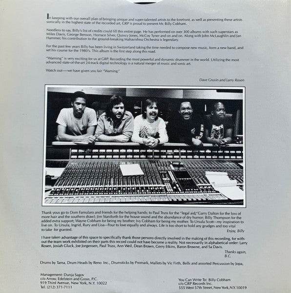 Billy Cobham : Warning (LP, Album)