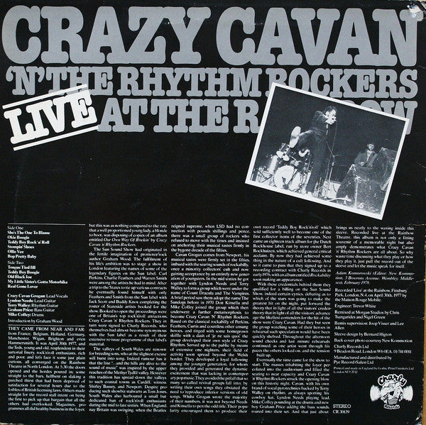 Crazy Cavan And The Rhythm Rockers : Live At The Rainbow (LP)