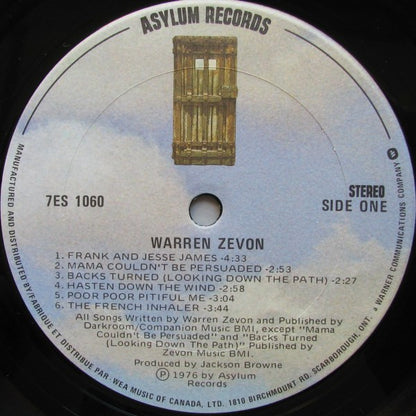 Warren Zevon : Warren Zevon (LP, Album)