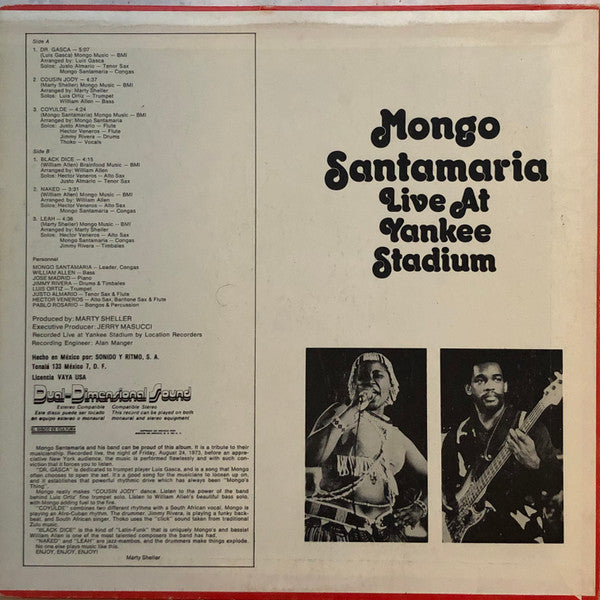Mongo Santamaria : Live At Yankee Stadium (LP, Album, RE)
