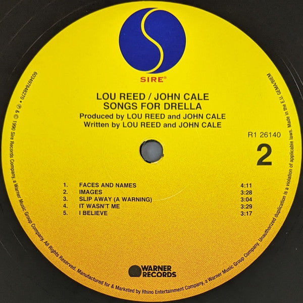 Lou Reed / John Cale : Songs For Drella (LP, 180 + LP, S/Sided, Etch, 180 + Album, RSD, Ltd)