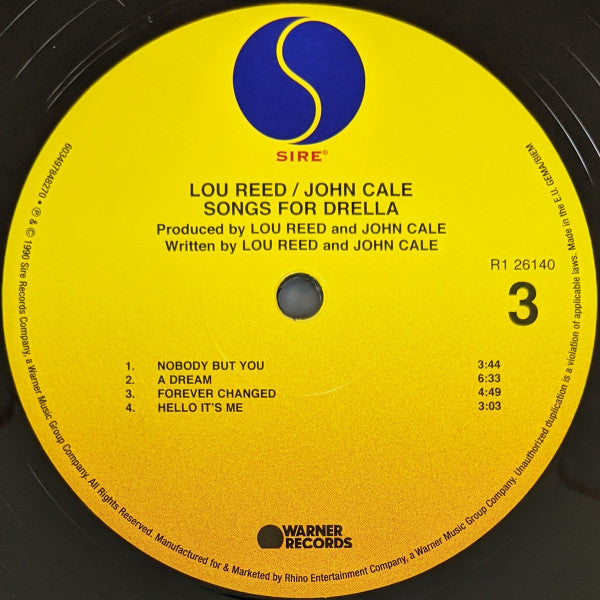 Lou Reed / John Cale : Songs For Drella (LP, 180 + LP, S/Sided, Etch, 180 + Album, RSD, Ltd)