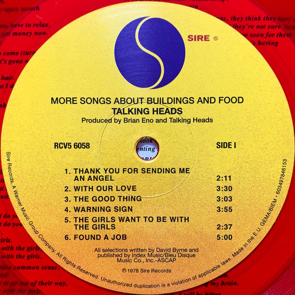 Talking Heads : More Songs About Buildings And Food (LP, Album, Ltd, RE, RP, Red)