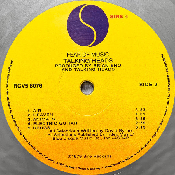Talking Heads : Fear Of Music (LP, Album, Ltd, RE, RP, Sil)