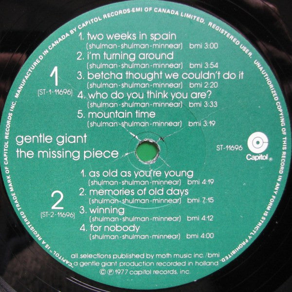 Gentle Giant : The Missing Piece (LP, Album)