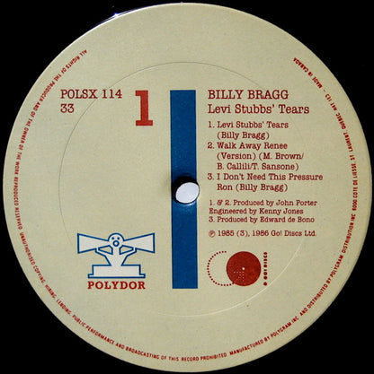 Billy Bragg : Levi Stubbs' Tears (12", EP)