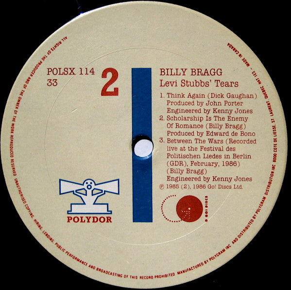 Billy Bragg : Levi Stubbs' Tears (12", EP)