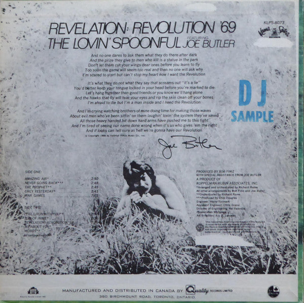 The Lovin' Spoonful Featuring Joe Butler : Revelation: Revolution '69 (LP, Album)