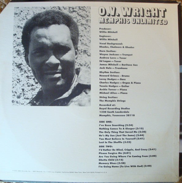 O.V. Wright : Memphis Unlimited (LP, Album, San)