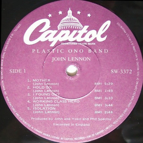John Lennon & The Plastic Ono Band : John Lennon / Plastic Ono Band (LP, Album, RE)