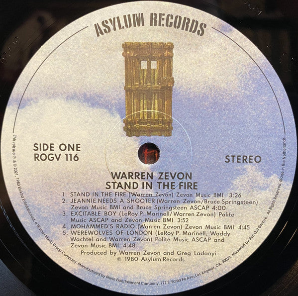 Warren Zevon : Stand In The Fire (Recorded Live At The Roxy) (Deluxe Edition) (2xLP, Album, Dlx, Ltd, Num, RE, 180)